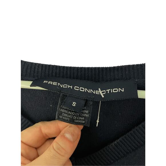 French Connection Acrylic Wool Blend Navy Knit Sweater Nautical Preppy S Academy - Picture 2 of 4